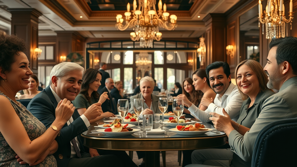best restaurants in the uk, elegant restaurant interior with cheerful diners