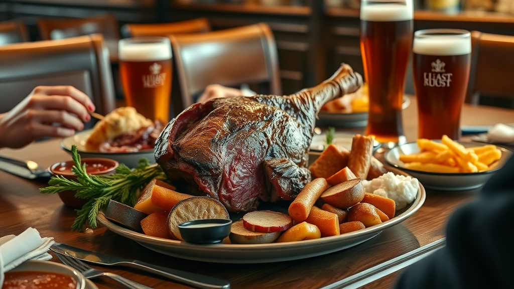 Classic London pub Sunday roast with sides and a pint – best pubs for food and gatherings