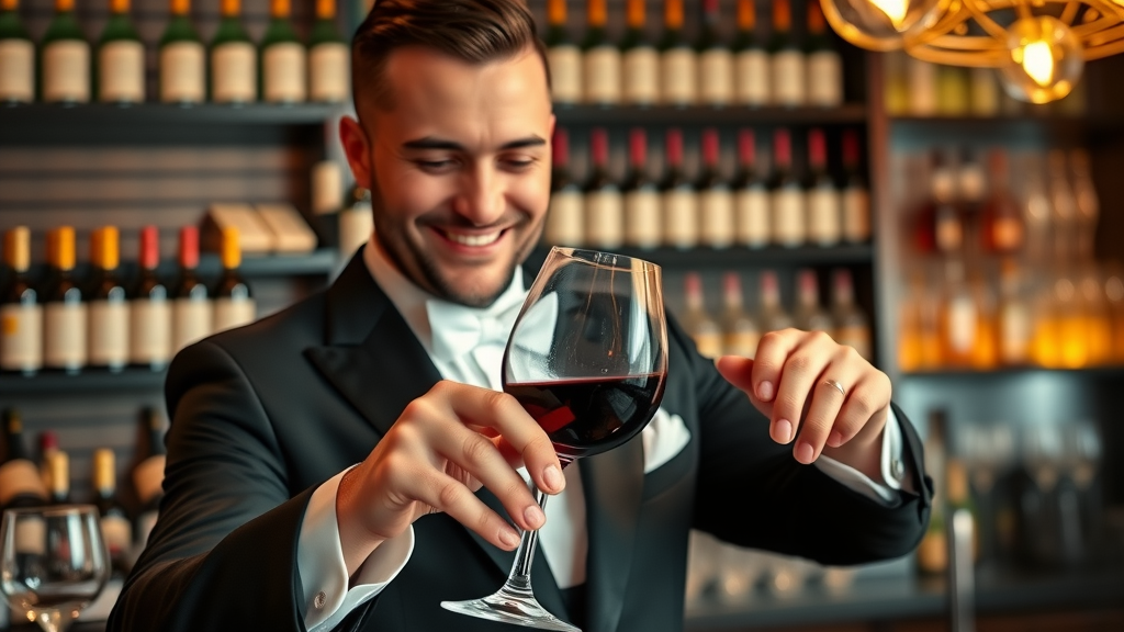 sommelier at luxury restaurant wine bar pouring vintage for best restaurants in the uk